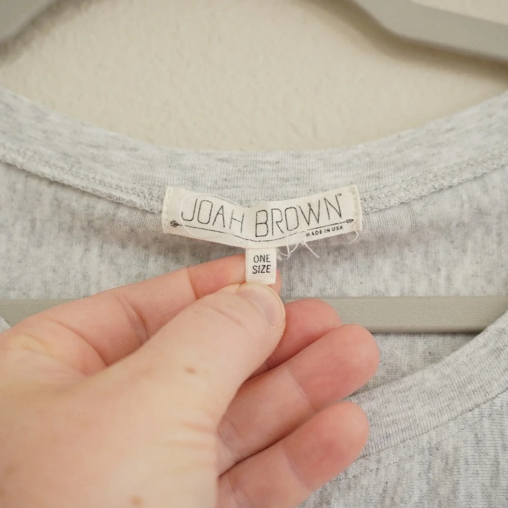Joah Brown Long Sleeve Shirt Grey Heathered Dolman One Size Cozy Athleisure Soft
